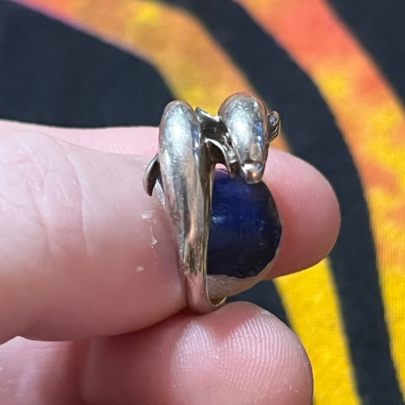 VTG Whimsigoth Dolphin Sterling Silver 925 Size 6 1/2 Bypass Ring - Picture 3 of 6